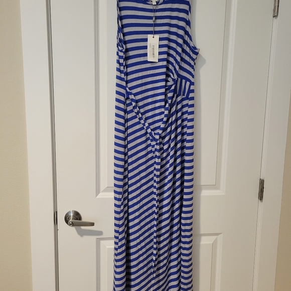 Side tie Maternity Maxi Dress Blue/Flint - Picture 1 of 2